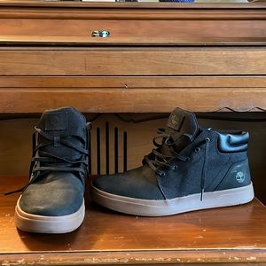 Men’s Timberland Davis square leather/Fabrc Chukka Black Nubuck w Tan